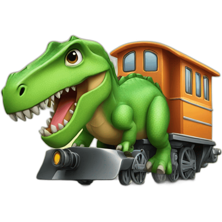 dinosaur with train emoji