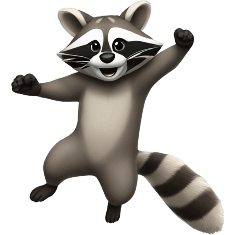 Raccoon jumping up and down while facing away emoji