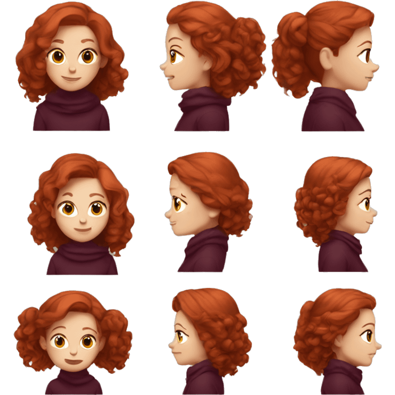 redhead girl with Dyson styling in burgundy sweater with rat on her shoulder emoji