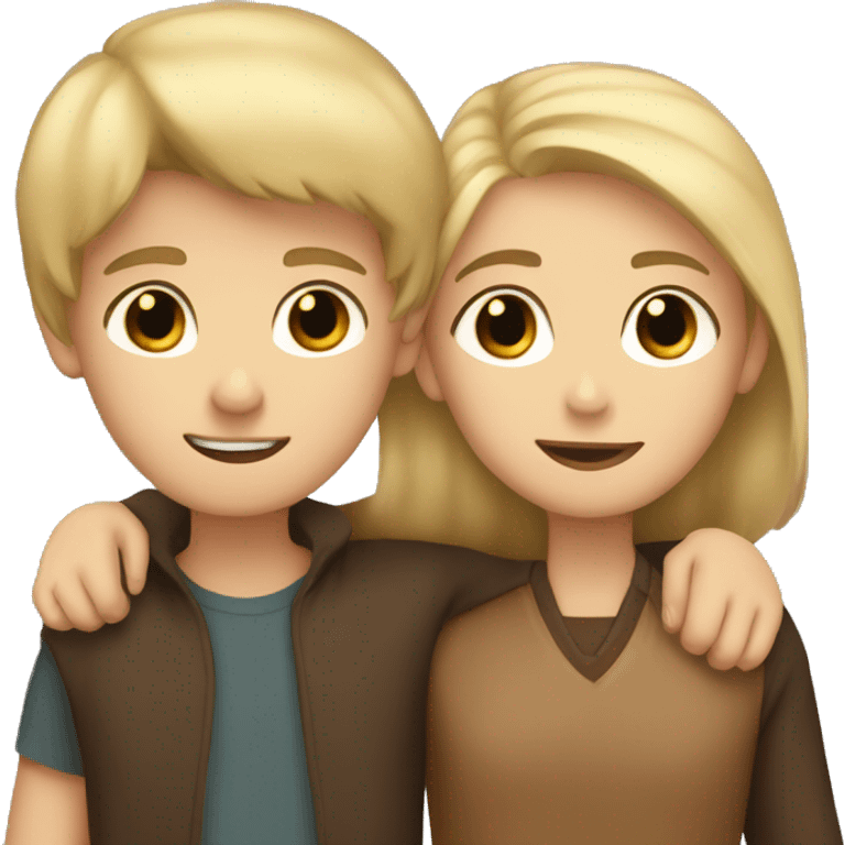 Blonde boy hugging a brown hair girl emoji