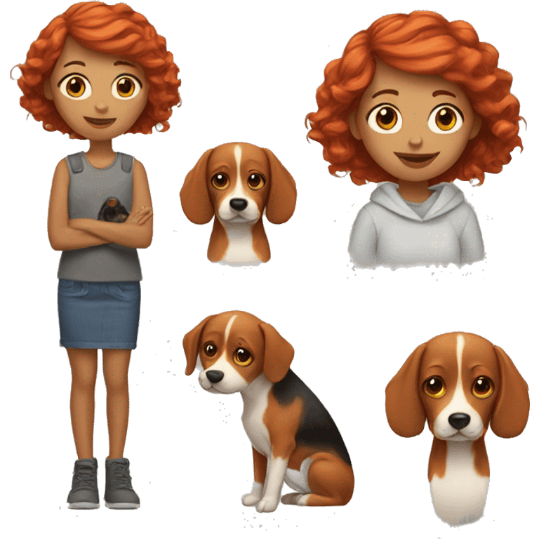 red head girl with dog emoji