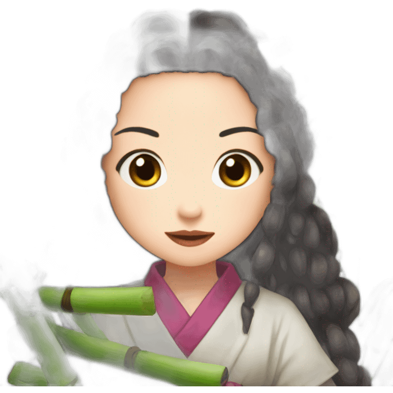 Nezuko avec un bambou dans la bouche emoji