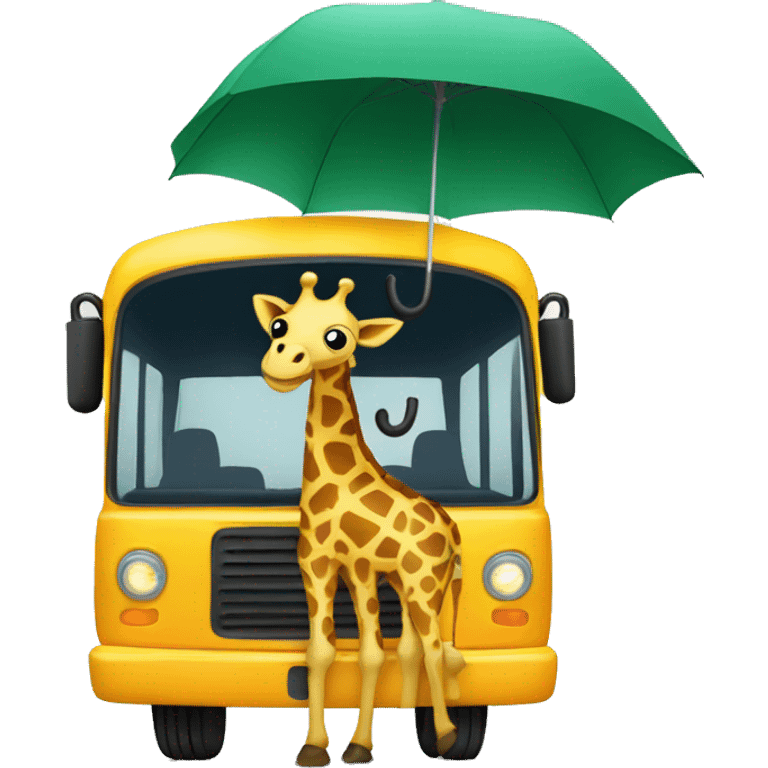 Giraffe on bus with umbrella  emoji