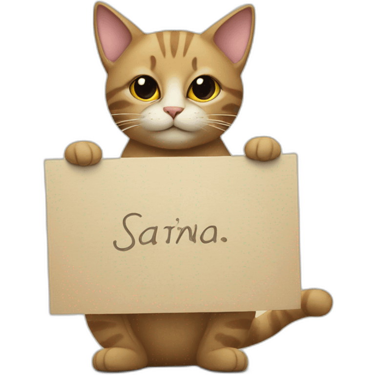 cat holding a sign with the inscription “Safina” emoji