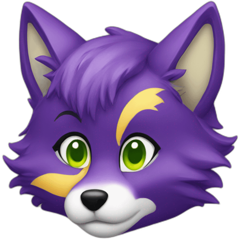 purple yellow fox furry green eyes emoji