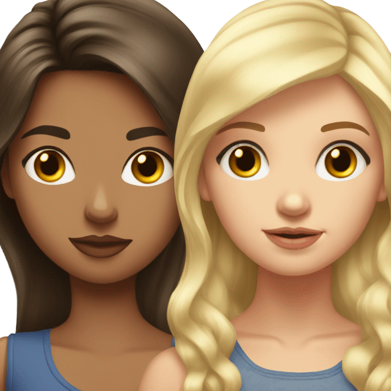 Realistic Russian Brunette hair girl and her Russian blonde haired bestie  emoji