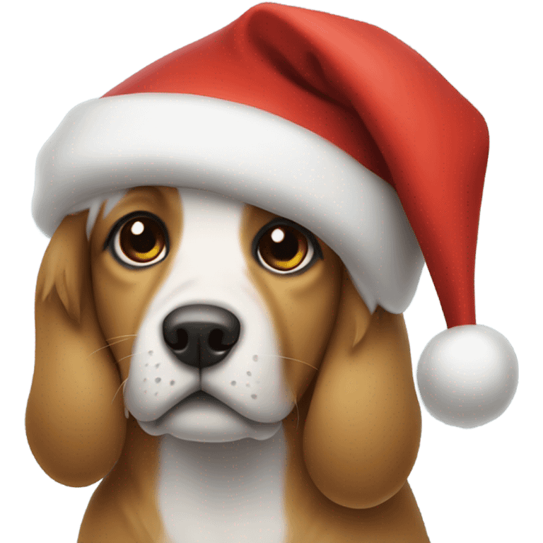 Dog wearing Santa hat emoji