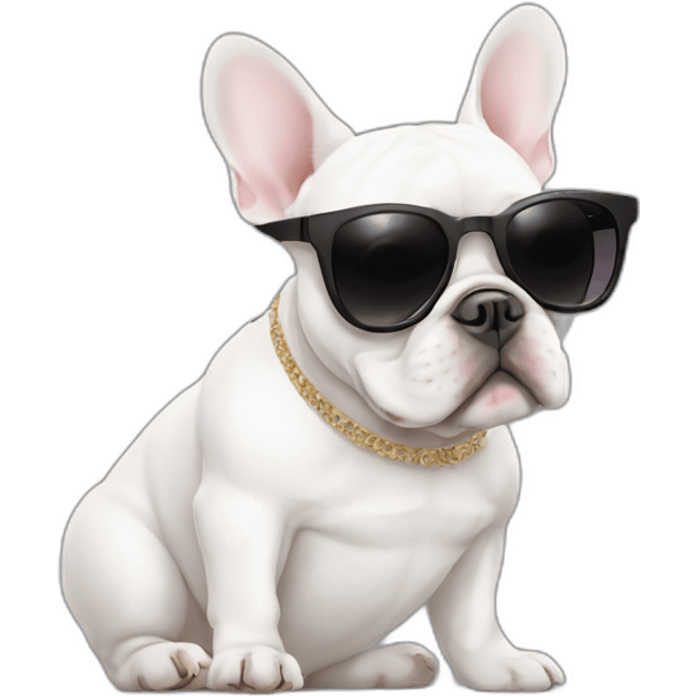 white FRENCH BULLDOg with fashion sunglasses emoji