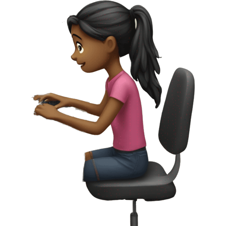 girl studying through computer emoji