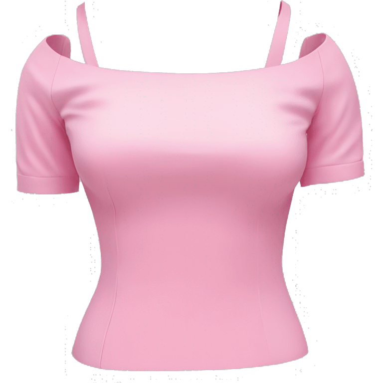 Realistic isolated light bubblegum pink cut out off the shoulder fitted dressy blouse. emoji