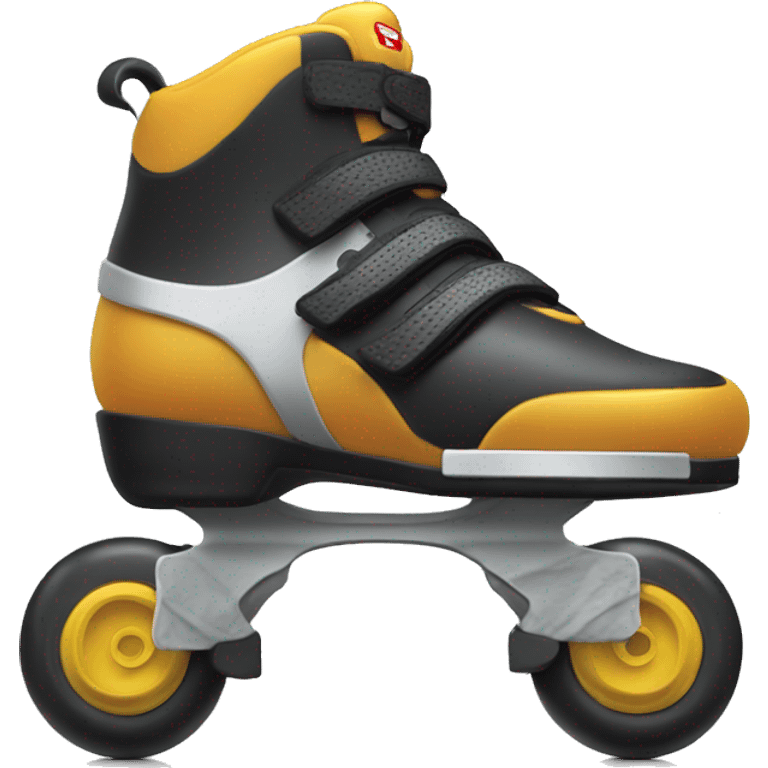 Rollerblade in line with wheels in focus emoji