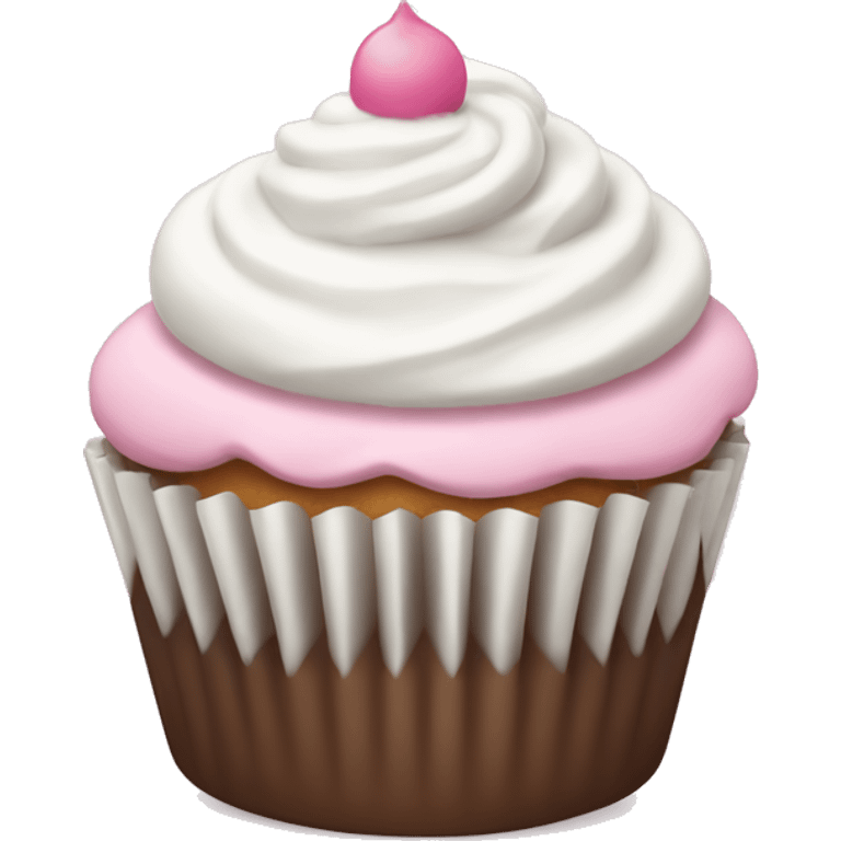 Cupcake with white icing and light pink sprinkles  emoji