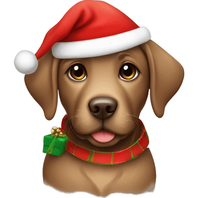 cute baby brown labrador with christmas costume emoji