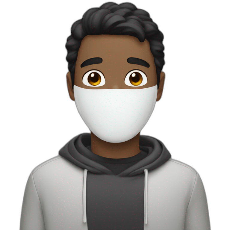 black haired man with white glue drips covering his face emoji