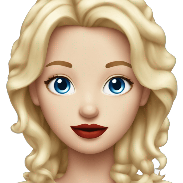 Realistic girl, blue eyes, red lipstick and fantastic blond hair  emoji