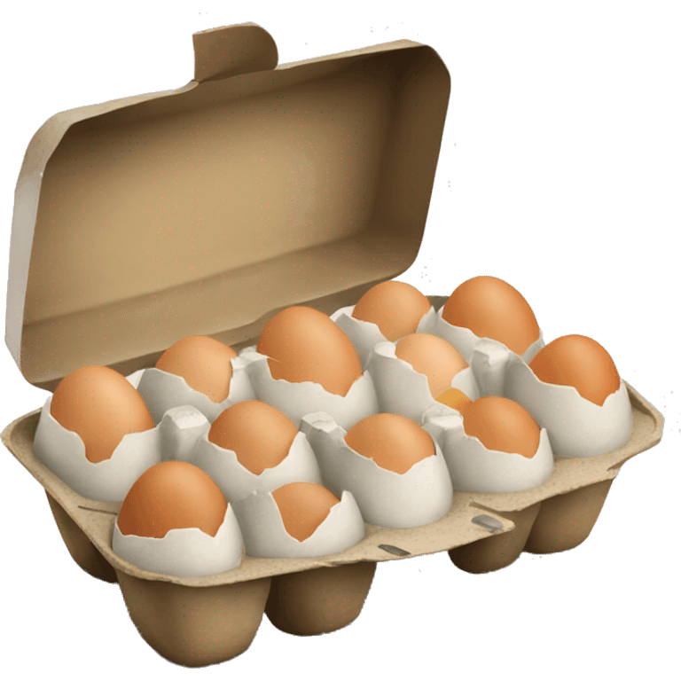 Realistic open carton of eggs island  emoji