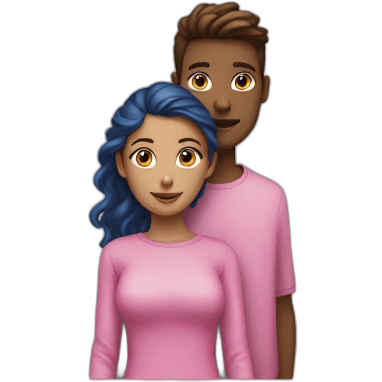 girl wearing pink and guy wearing blue ext to each other emoji