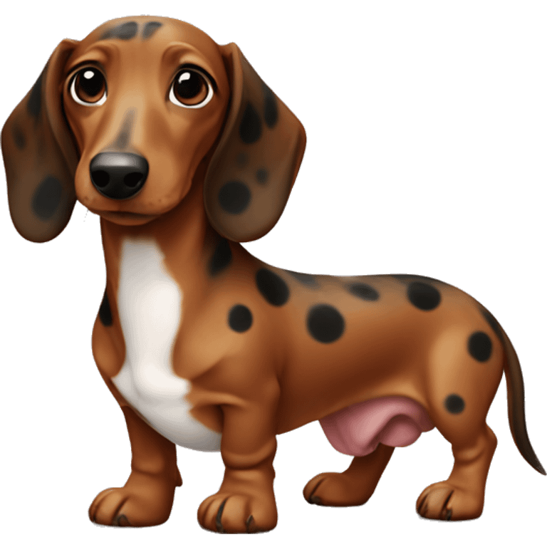 brown dachshund with white chest and black spots emoji