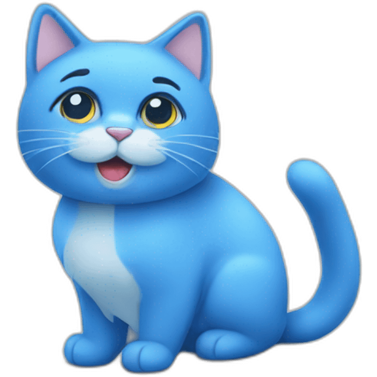 Peluche chat bleu emoji