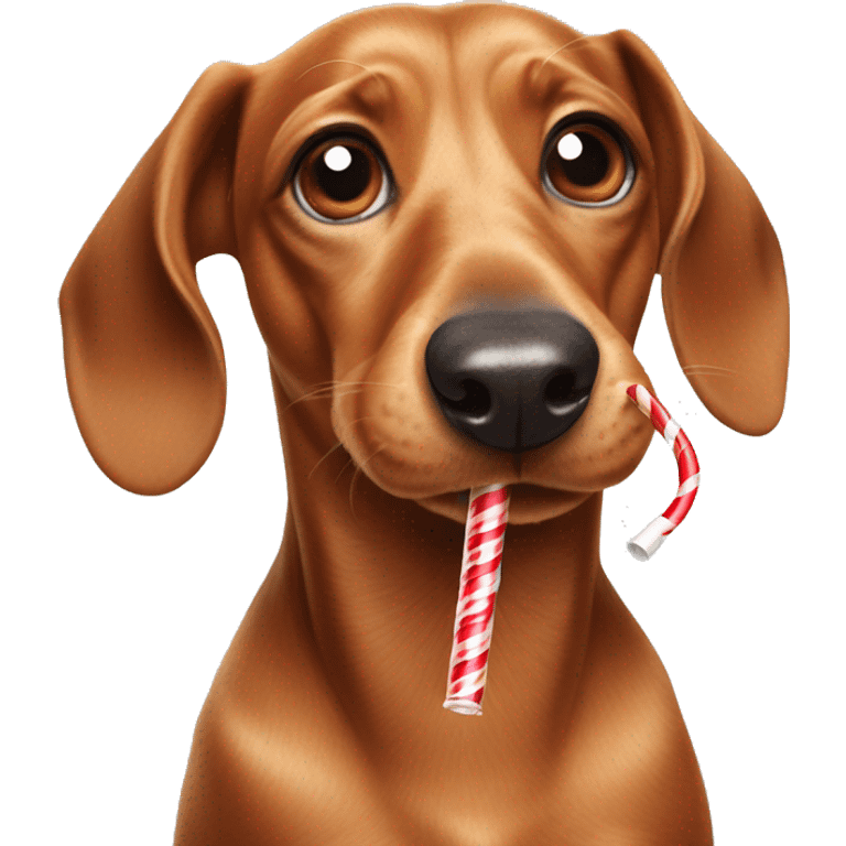 Dachshund looking crazy but cute with drinking straw   emoji