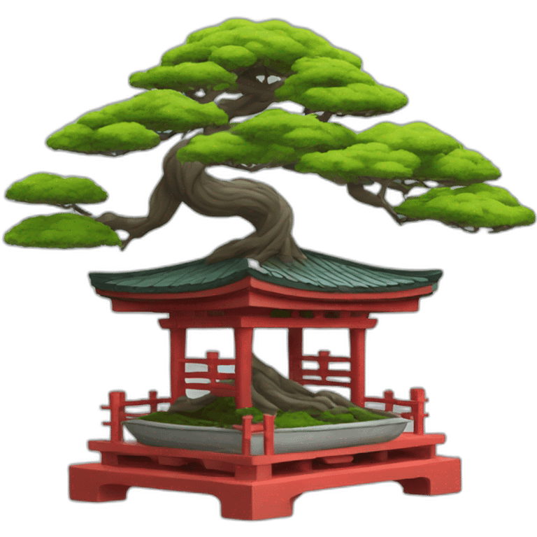 bonsai tree intertwined with torii gate emoji