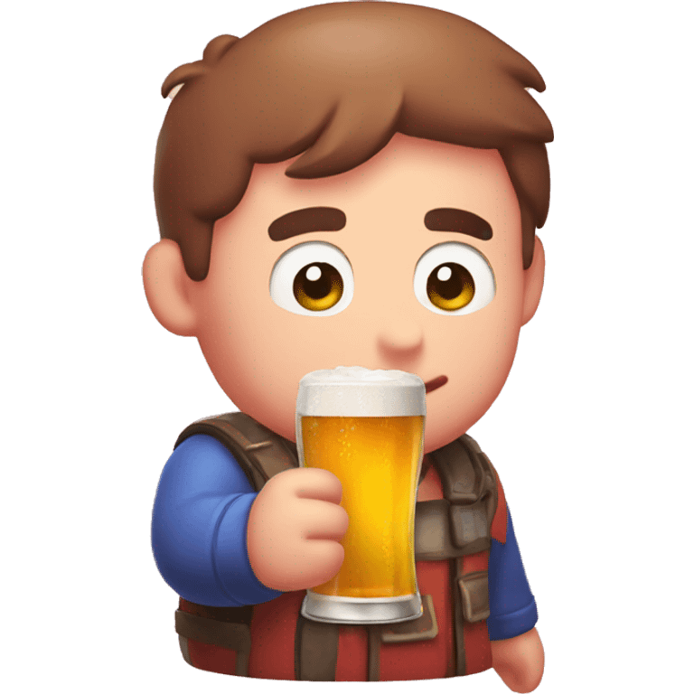 Kirby drinking beer emoji