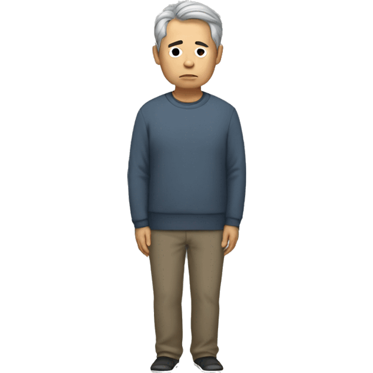 middle aged asian man sad standing full body emoji