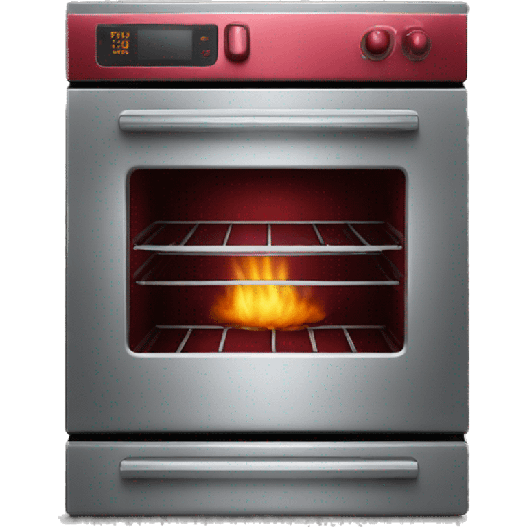 Realistic metallic raspberry red oven isolated.  emoji