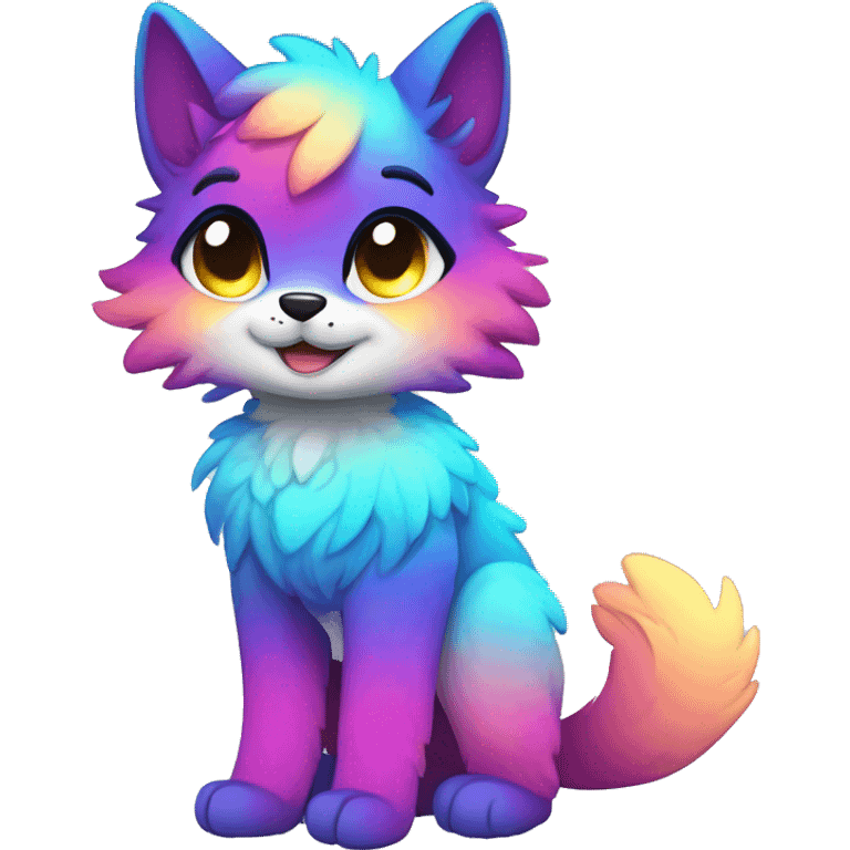 Colorful gradient-Sparkle-nebula-fursona anthropomorphic furry full body emoji