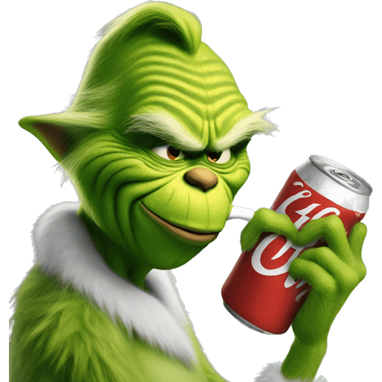 The grinch drinking Coke emoji