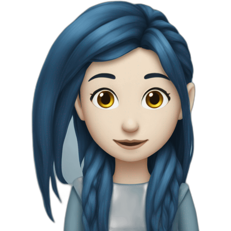 Long-dark-blue-hair-elf-girl-winter emoji