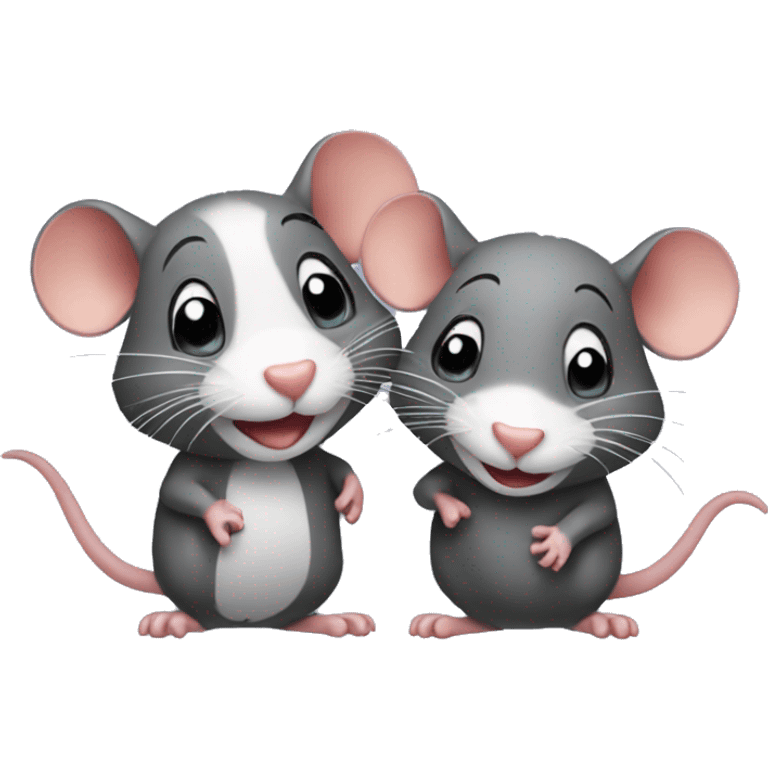 Two rats in love smiling emoji