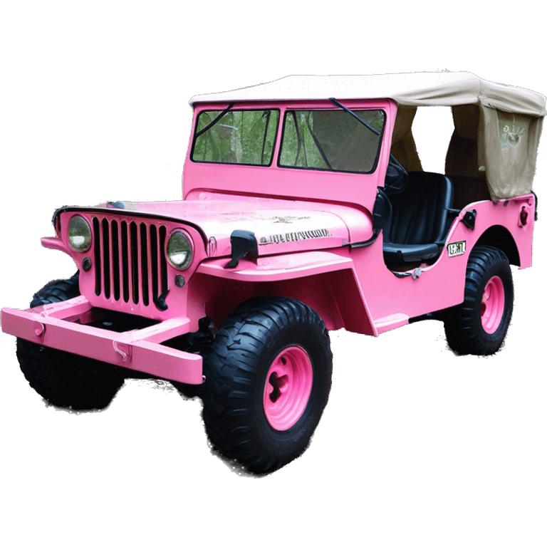 Full size jungle tour 1942 Willy’s pearly pink jeep crawler with installed winch  emoji