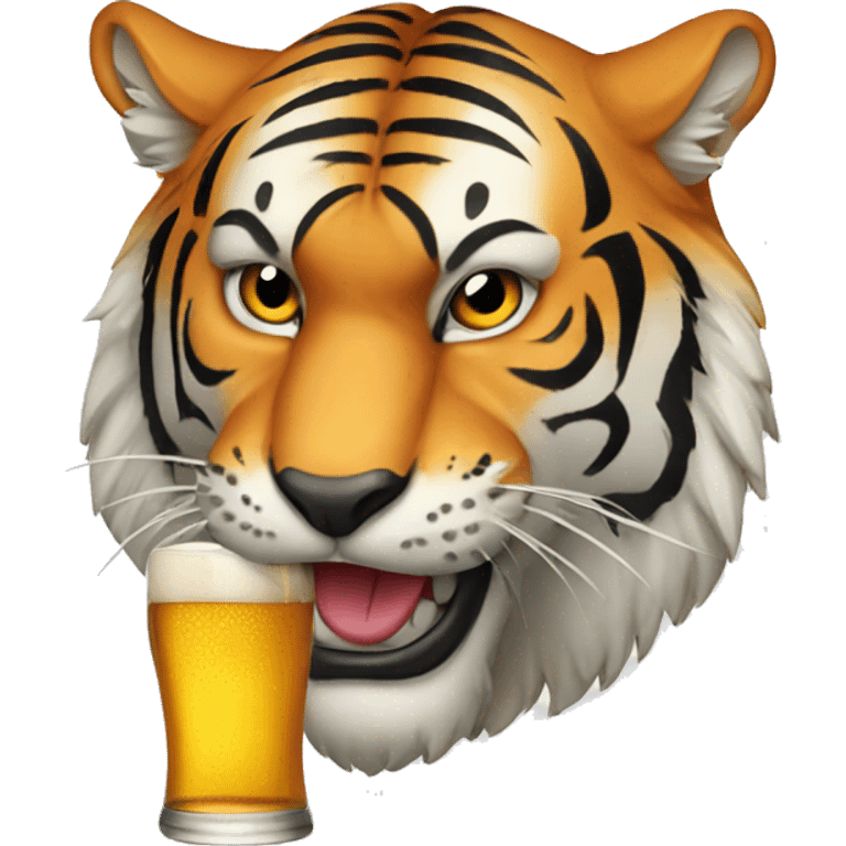 A tiger's head drinking beer emoji