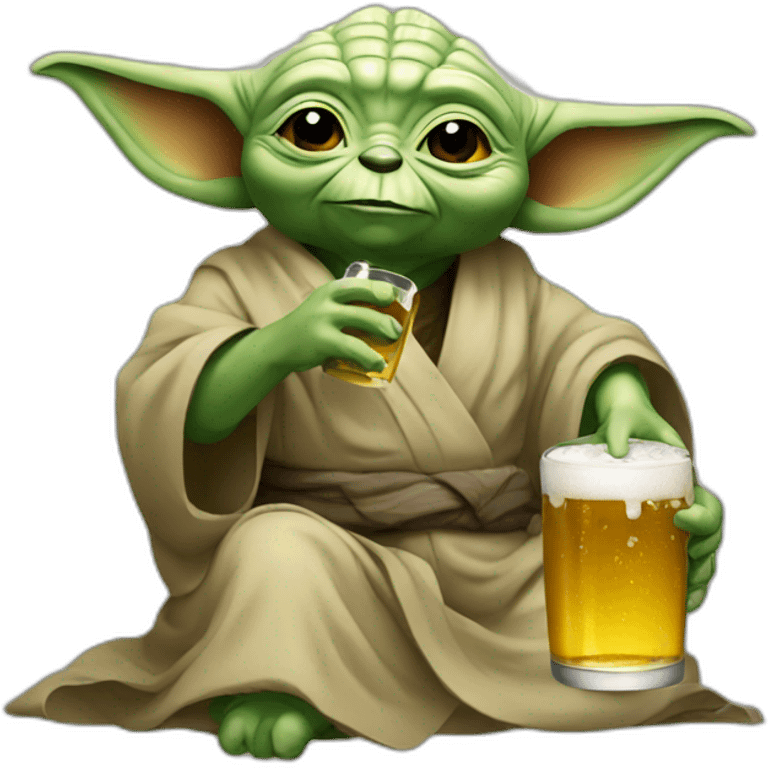 Yoda drinking beer emoji