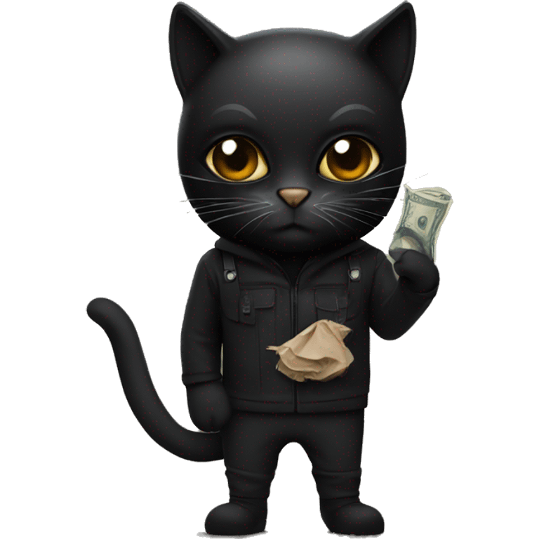 black cat with robber mask emoji