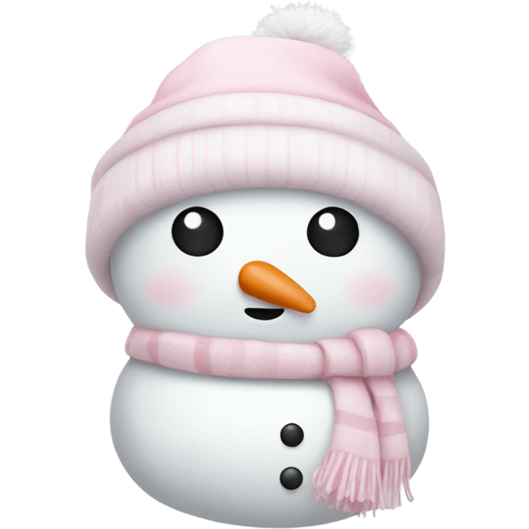 Cute white and light pink snowman emoji