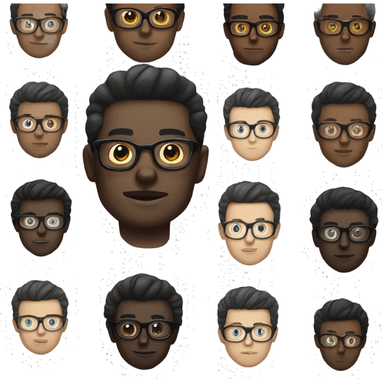 White man in glasses black hair, white skin emoji