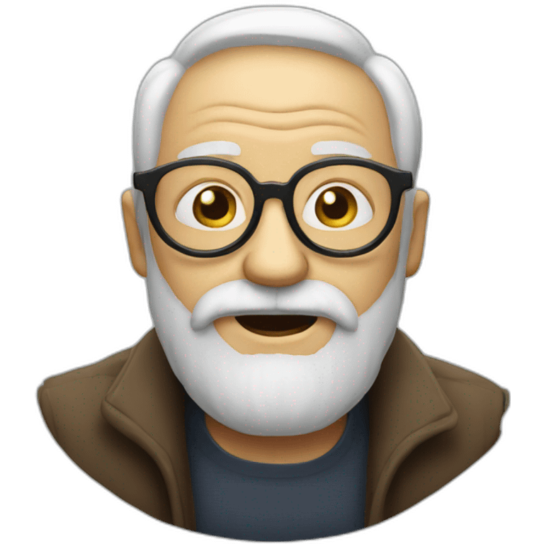 old man with glasses and a beard, hungry emoji