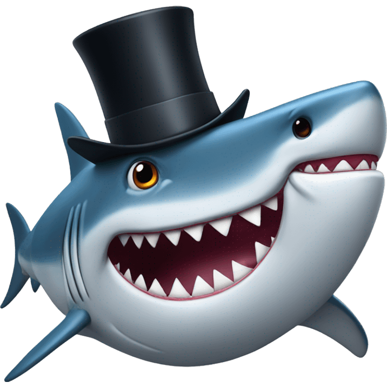 Shark with a top hat emoji