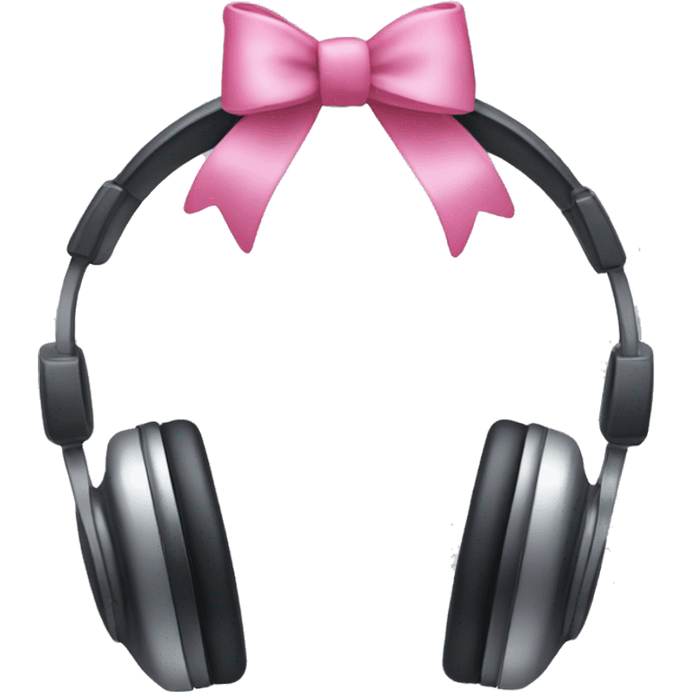 Headphones with pink bows on both left and right emoji