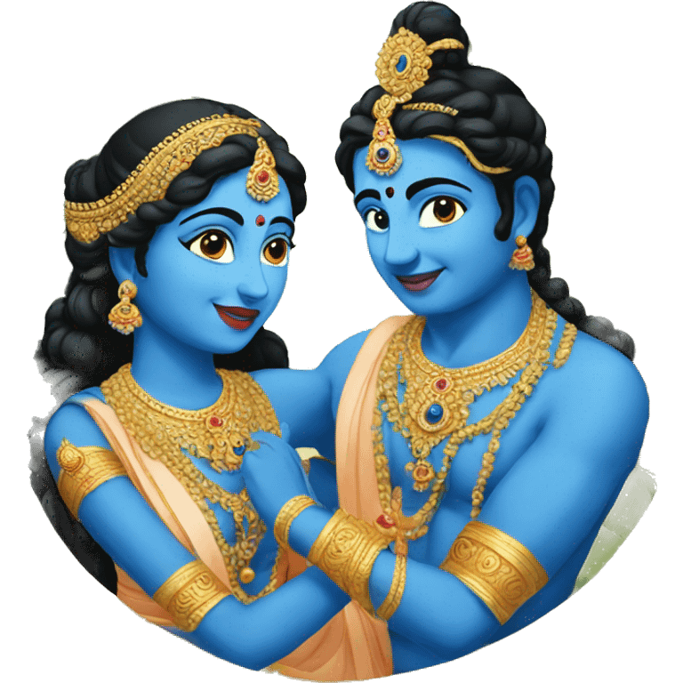 Radha with blue Krishna  emoji