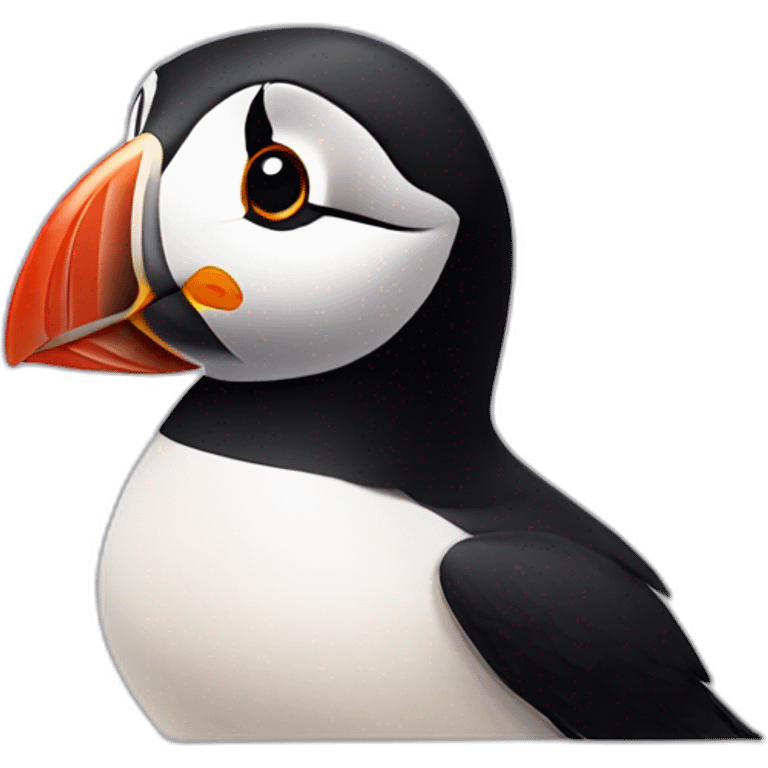 A puffin with kawaii eyes emoji