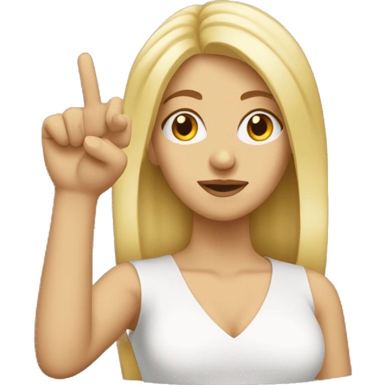 blonde woman with nose against finger emoji