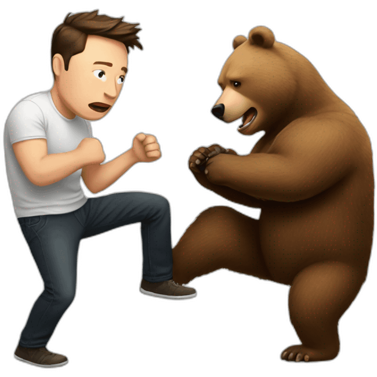 Elon musk and a bear are fighting emoji