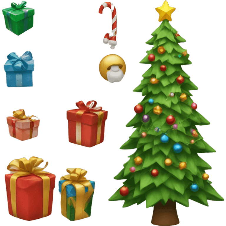 A Christmas tree with presents  emoji