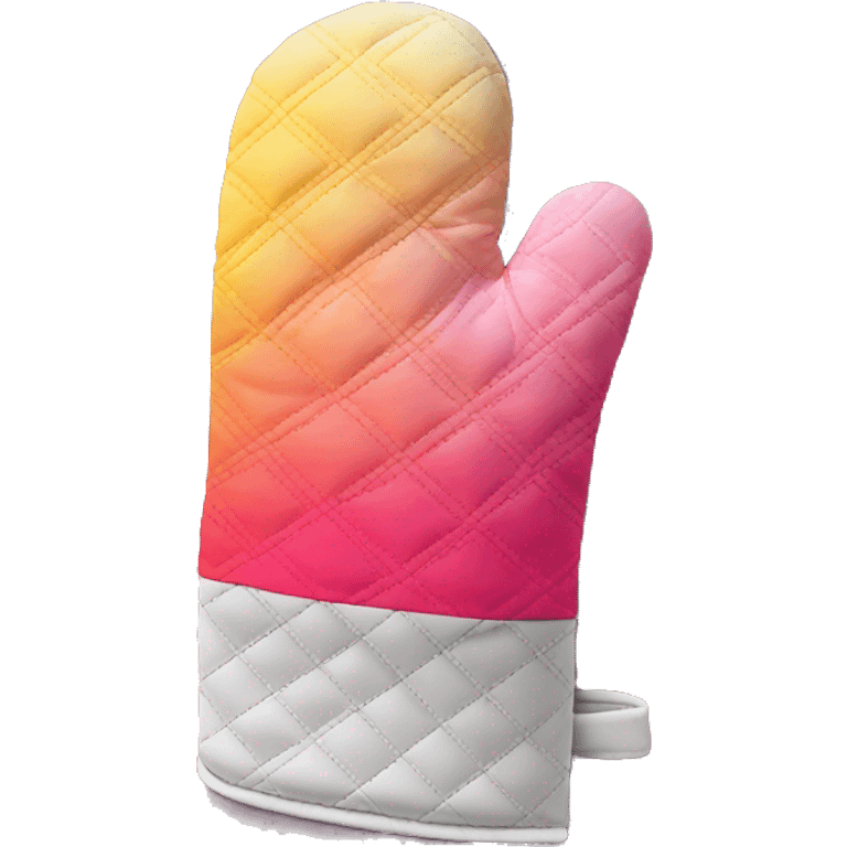 Realistic pink And yellow ombre quilted oven mitt. emoji