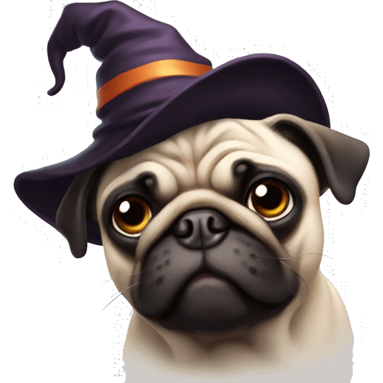 Pug with witch’s hat emoji