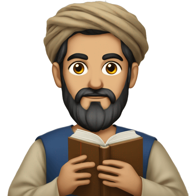 Nizami Ganjavi persian medieval author with a book in hands and black beard emoji