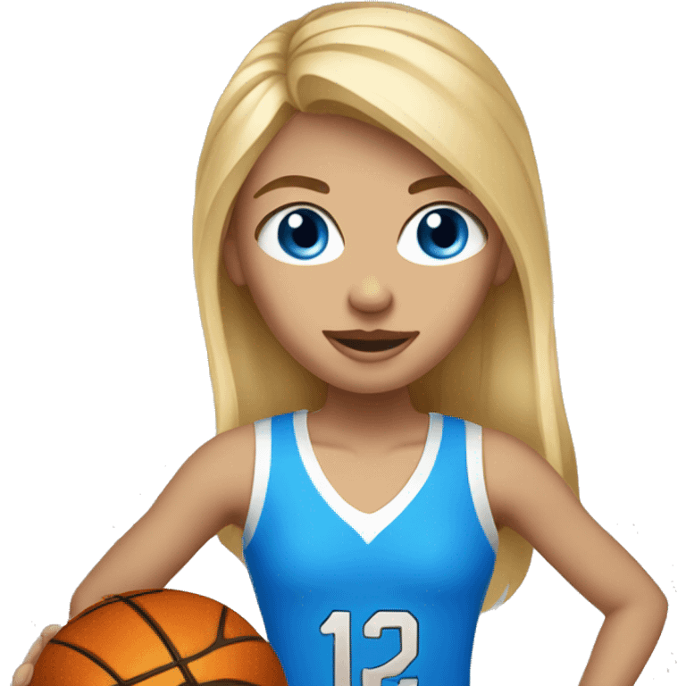 blonde girl blue eyes playing basketball emoji